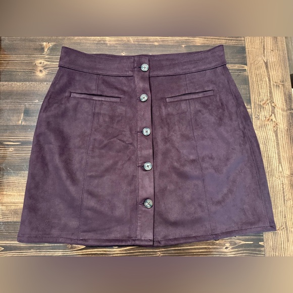 Maurices Dresses & Skirts - Maurices Chocolate Faux Suede‎ Button-Front Mini Skirt